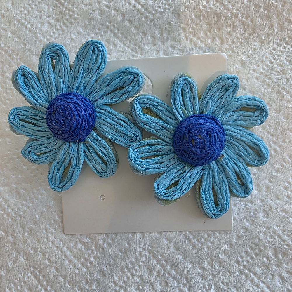 Blue Flower Hair Clips